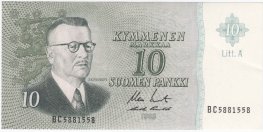 10 Markkaa 1963 Litt.A BC5881558 kl.8-9