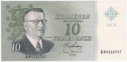 10 Markkaa 1963 Litt.A AN9328707 kl.8-9