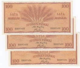 100 Markkaa 1957 X829745X kl.8-9