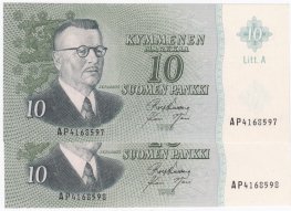 10 Markkaa 1963 Litt.A AP416859X kl.8-9