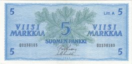 5 Markkaa 1963 Litt.A O2238183 kl.8-9