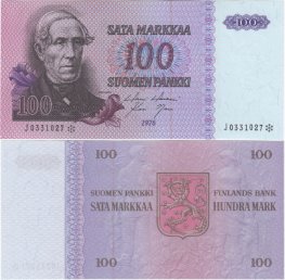 100 Markkaa 1976 J0331027* UNC