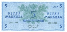 5 Markkaa 1963 Litt.A E8221338 kl.6
