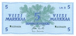 5 Markkaa 1963 Litt.B M6184624 kl.9