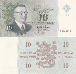 10 Markkaa 1963 Litt.A T0106299 kl.8-9