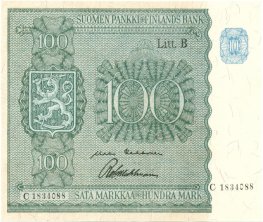 100 Markkaa 1945 Litt.B C1834088 kl.6