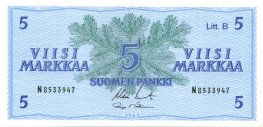 5 Markkaa 1963 Litt.B N8533947 kl.8