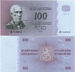 100 Markkaa 1963 Litt.A B7430813 kl.6
