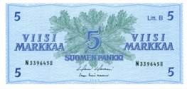 5 Markkaa 1963 Litt.B N3396458 kl.8