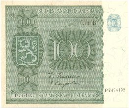 100 Markkaa 1945 Litt.B P7494402 kl.9