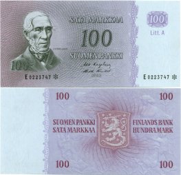 100 Markkaa 1963 Litt.A E0223747* kl.8-9