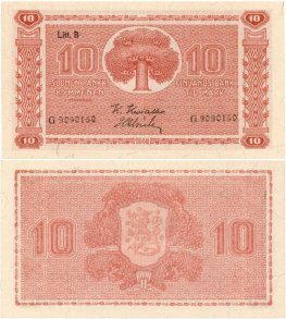 10 Markkaa 1945 Litt.B G9090150 kl.9