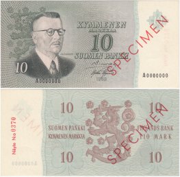 10 Markkaa 1963 SPECIMEN