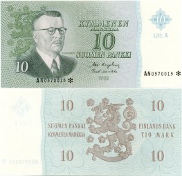 10 Markkaa 1963 Litt.A AN0570015* kl.8