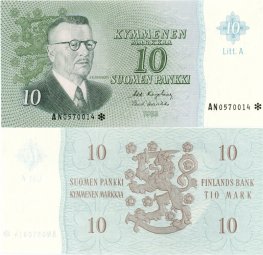 10 Markkaa 1963 Litt.A AN0570014* kl.8
