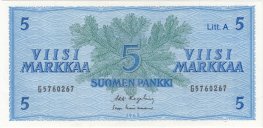 5 Markkaa 1963 Litt.A G5760267 kl.8