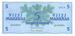 5 Markkaa 1963 Litt.A A5459954 kl.9