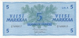 5 Markkaa 1963 Litt.A E7690917 kl.8