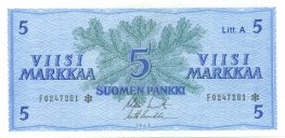 5 Markkaa 1963 Litt.A F0247281* kl.8
