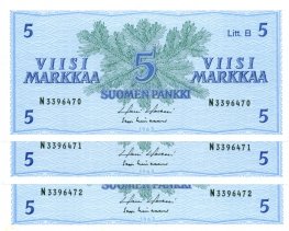 5 Markkaa 1963 Litt.B N339647X kl.8
