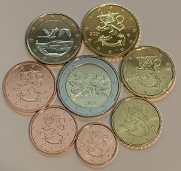 Suomi 2021 rahat, 1 cent - 2 Euro