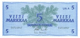 5 Markkaa 1963 Litt.A F6714947 kl.9
