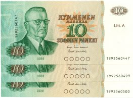 10 Markkaa 1980 Litt.A 1992560447 kl.9