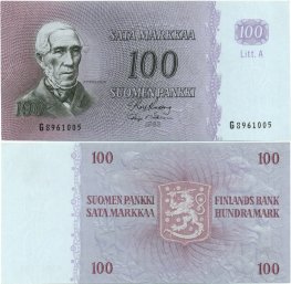 100 Markkaa 1963 Litt.A G8961005 kl.5