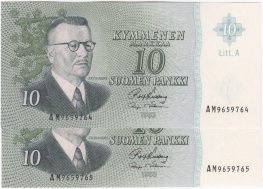 10 Markkaa 1963 Litt.A AM965976X kl.8-9