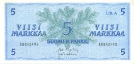 5 Markkaa 1963 Litt.A A8842492 kl.6