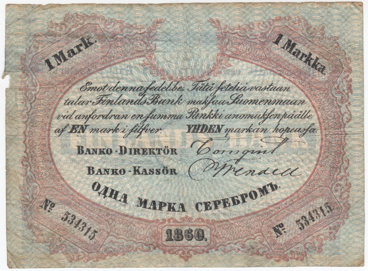 1 Markka 1860 534315 [534315] - €2, : Välkommen till Samlarvärlden,  